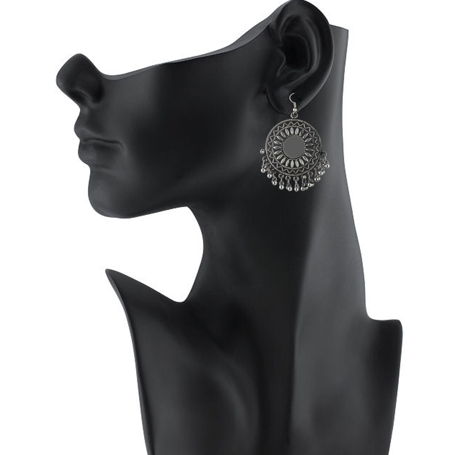 Generic Women's Alloy, silver Plated Hook Dangler Hanging Mirror Earrings-Silver Jewels Generic   