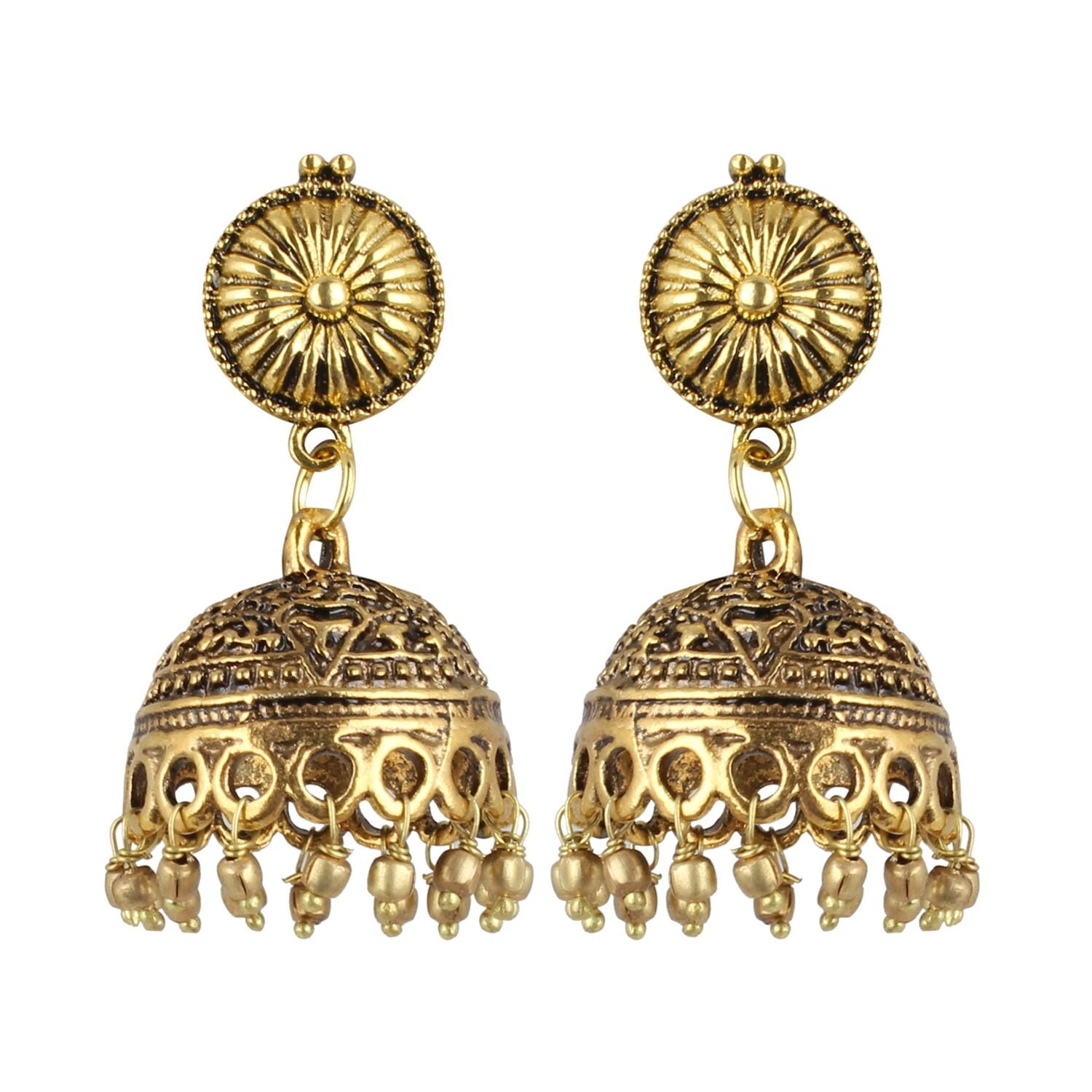 Generic Women's Gold Plated Jhumki Earrings-Gold Jewels Generic   