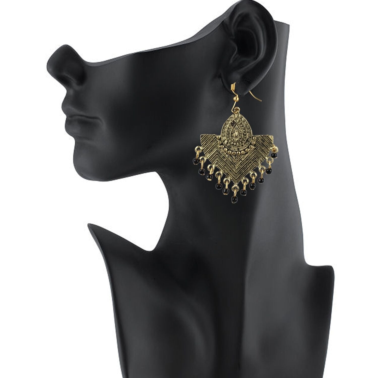 Generic Women's Gold Plated, Beads Hook Dangler Hanging Tassel Earrings-Gold Jewels Generic   