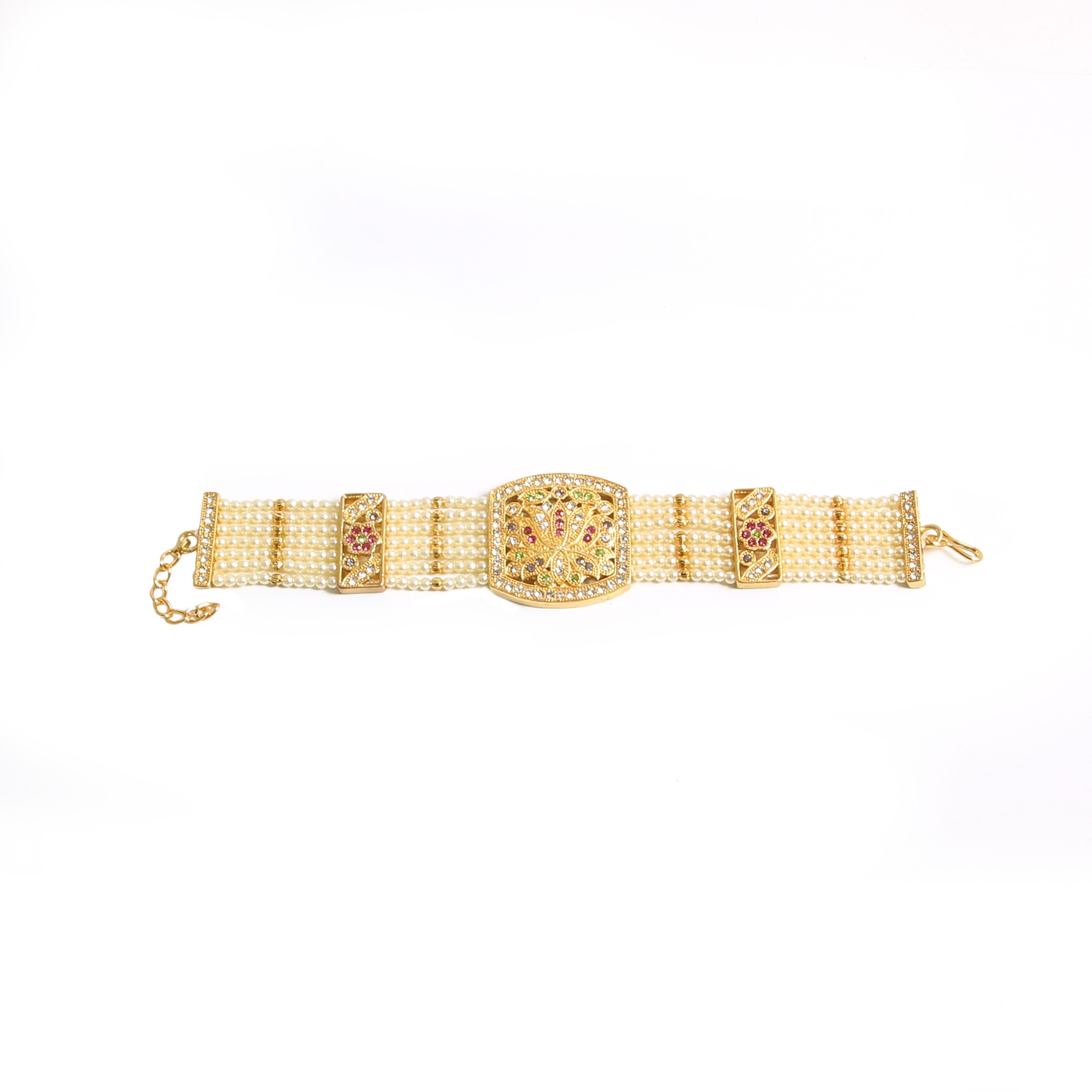 Generic Women's Gold Plated  Jadau Stone Bracelet-Golden Jewels Generic   