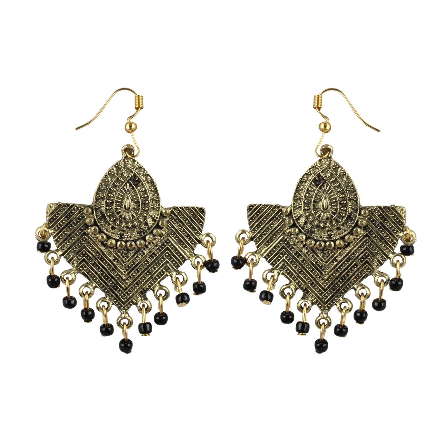 Generic Women's Gold Plated, Beads Hook Dangler Hanging Tassel Earrings-Gold Jewels Generic   