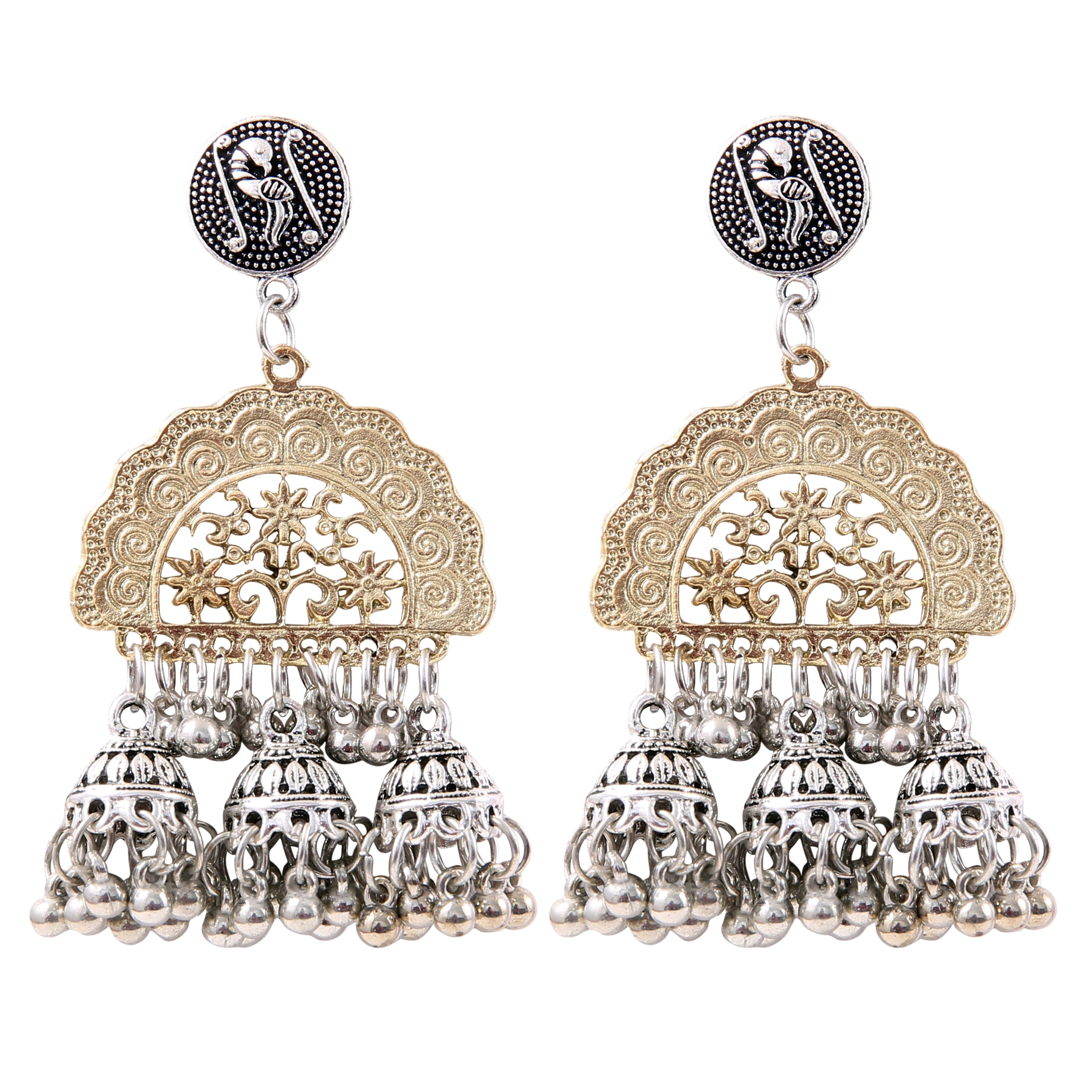 Generic Women's Gold Plated Hook Dangler Hanging Afgani Earrings-Golden Jewels Generic   