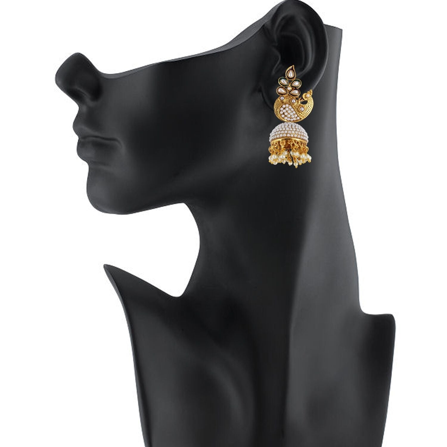 Generic Women's Stylish Pearl Hook Dangler Hanging Jhumki Earrings-Golden Jewels Generic   