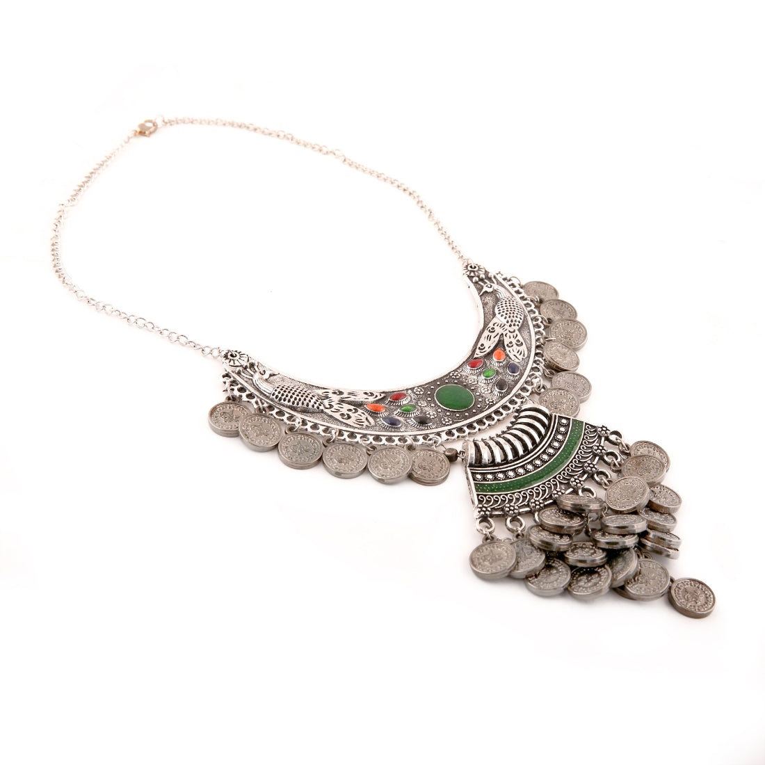 Afghani Tribal Antique Boho Oxidised Silver Necklace Jewels Generic   