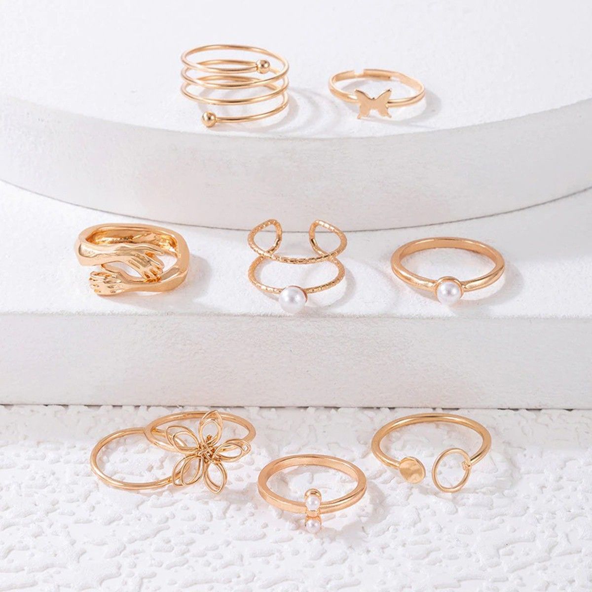 Combo Pack Of Rings(Pack Of 9)  Glitstudio   