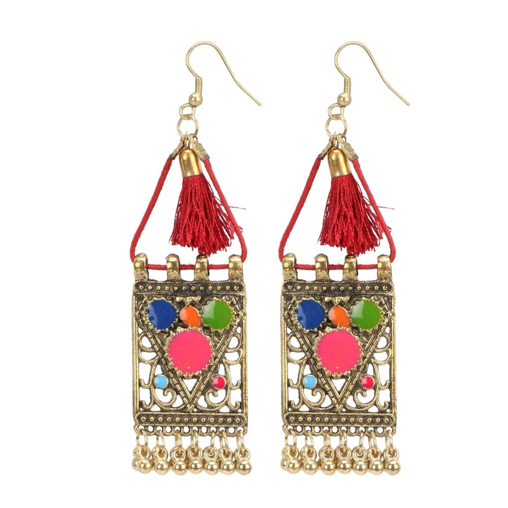 Generic Women's Oxidize Gold plated Hook Dangler Hanging Tassels Earring (Color: Multi Color) Jewels Generic   