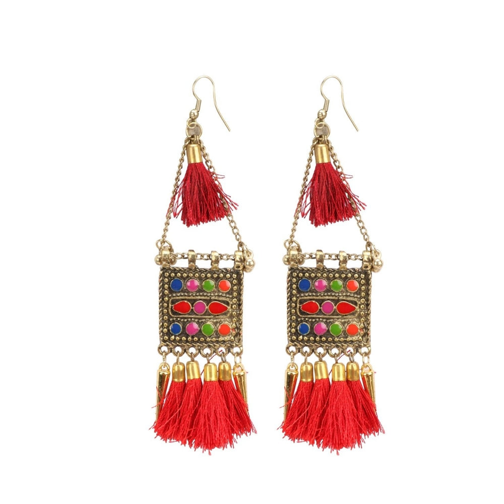 Generic Women's Oxidize Gold plated Hook Dangler Hanging Tassels Earring (Color: Multi Color) Jewels Generic   