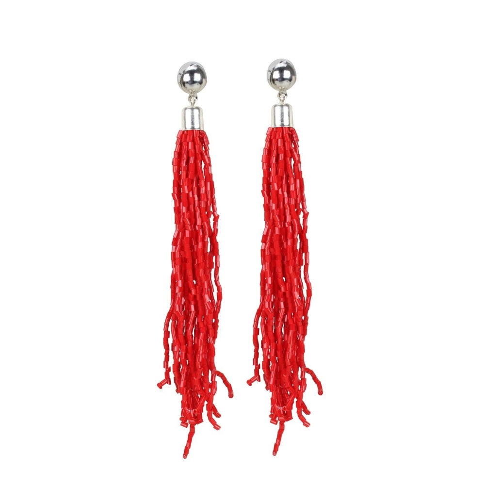 Generic Women's Alloy, Beads Hook Dangler Hanging Earring (Color: Red) Jewels Generic   