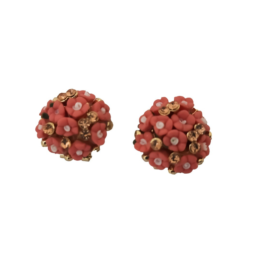 Generic Women's Metal White Ceramic And Stones Gold Plated Stud (Peach) Jewels Generic   