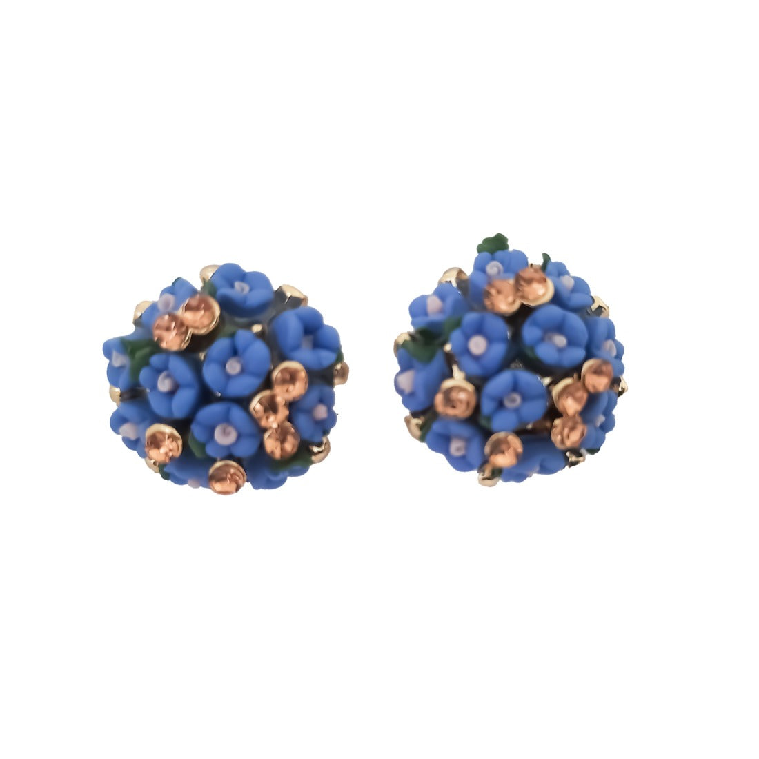 Generic Women's Metal White Ceramic And Stones Gold Plated Stud (Blue) Jewels Generic   