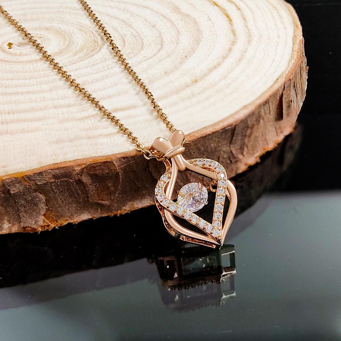 Beautiful American Diamond Pendant With Chain  Glitstudio   