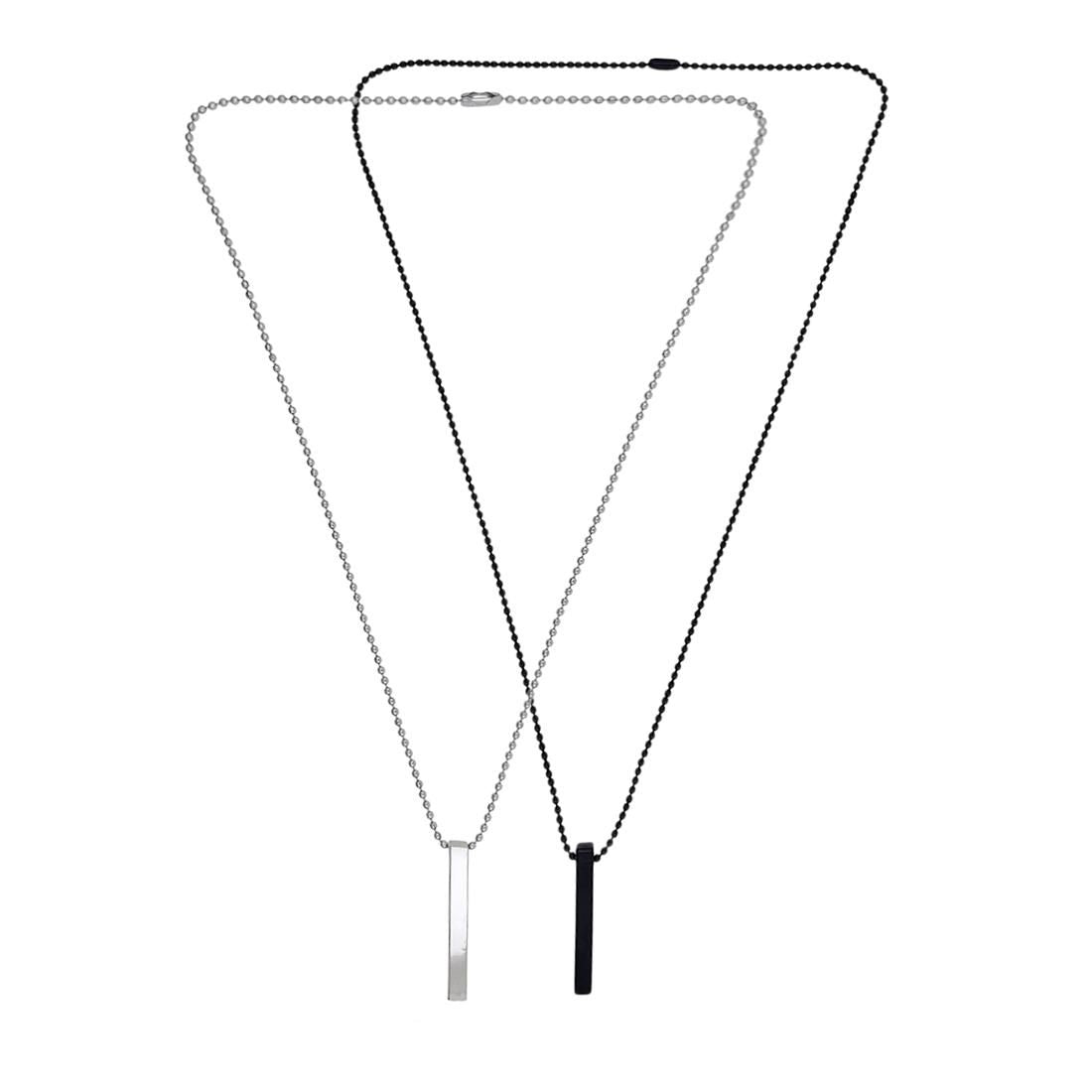 Stylish Silver- Black 3D Vertical Bar Cuboid Stick Locket Pendant Necklace Silver, Rhodium Alloy Locket Set  Glitstudio   