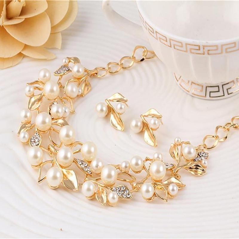 Unique Gold Plated & Pearls Western Necklace  Glitstudio   