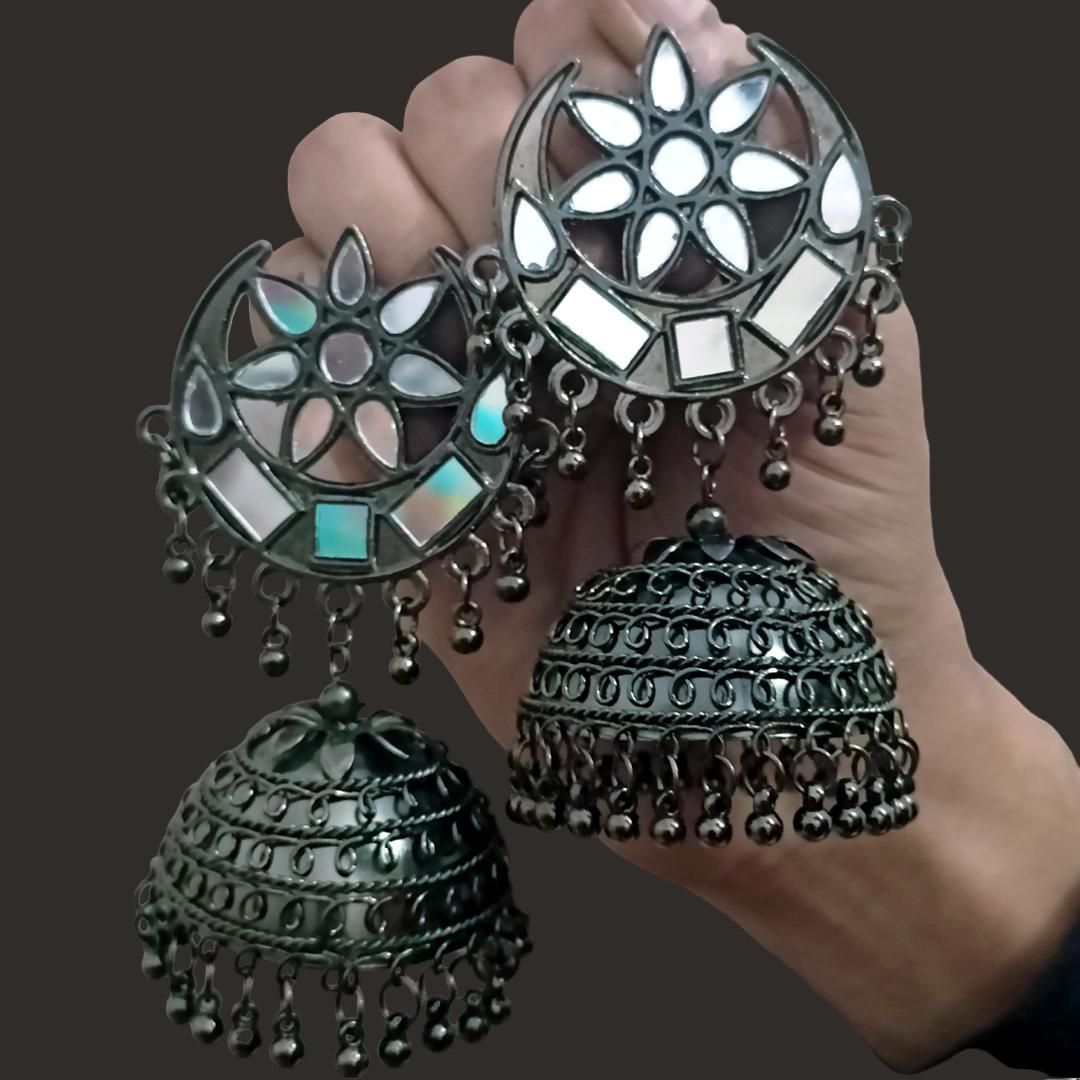 Traditional New Style Black Jhumkas Earrings For Women and Girls  Glitstudio   