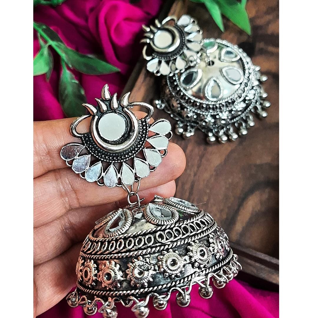 Traditional New Style Silver Jhumkas Earrings For Women and Girls  Glitstudio   