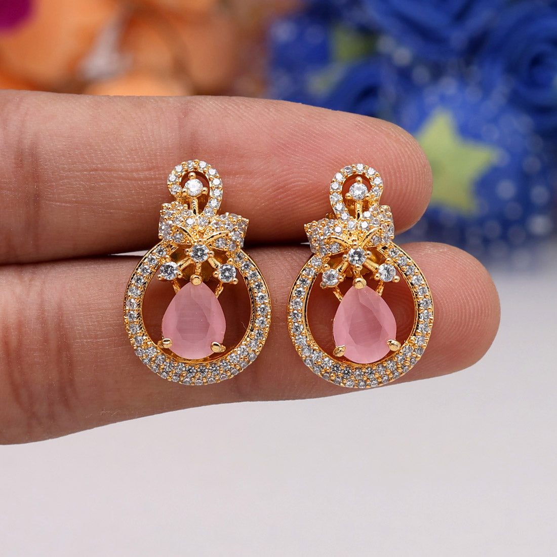 American Diamond Stones Fancy Hanging Earrings – Hayagi