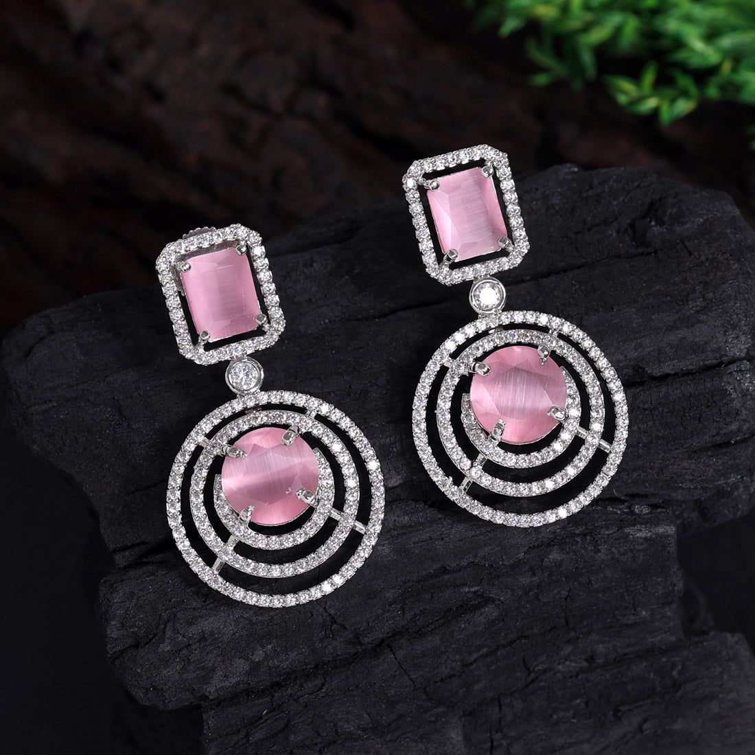 Pink Color American Diamond Earrings (ADE444PNK) jewellery GetGlit   