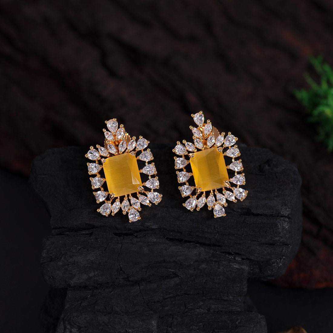 Royal Yellow Silver Plated Earrings – Aadhya