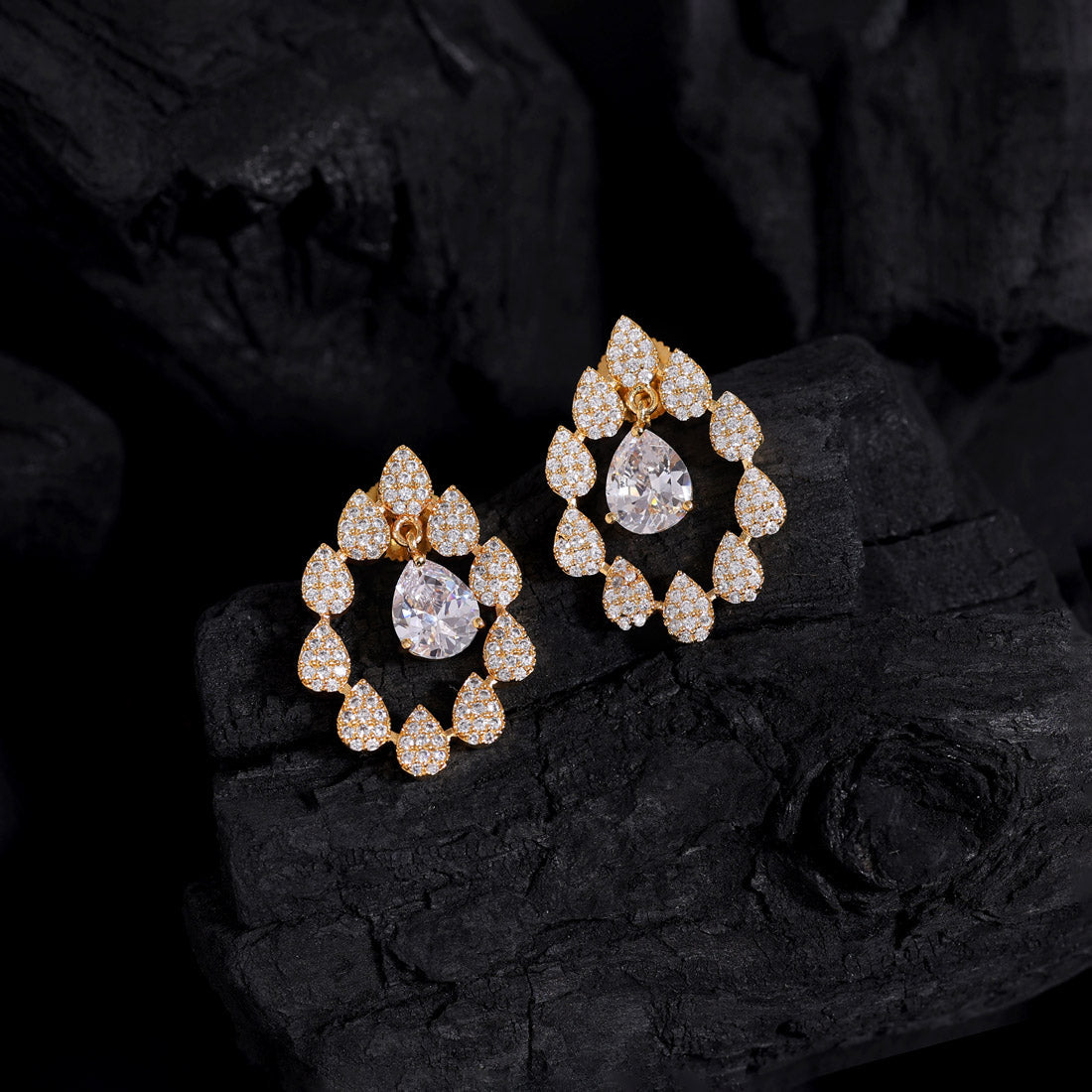 White Color American Diamond Earrings Jewelry GetGlit   