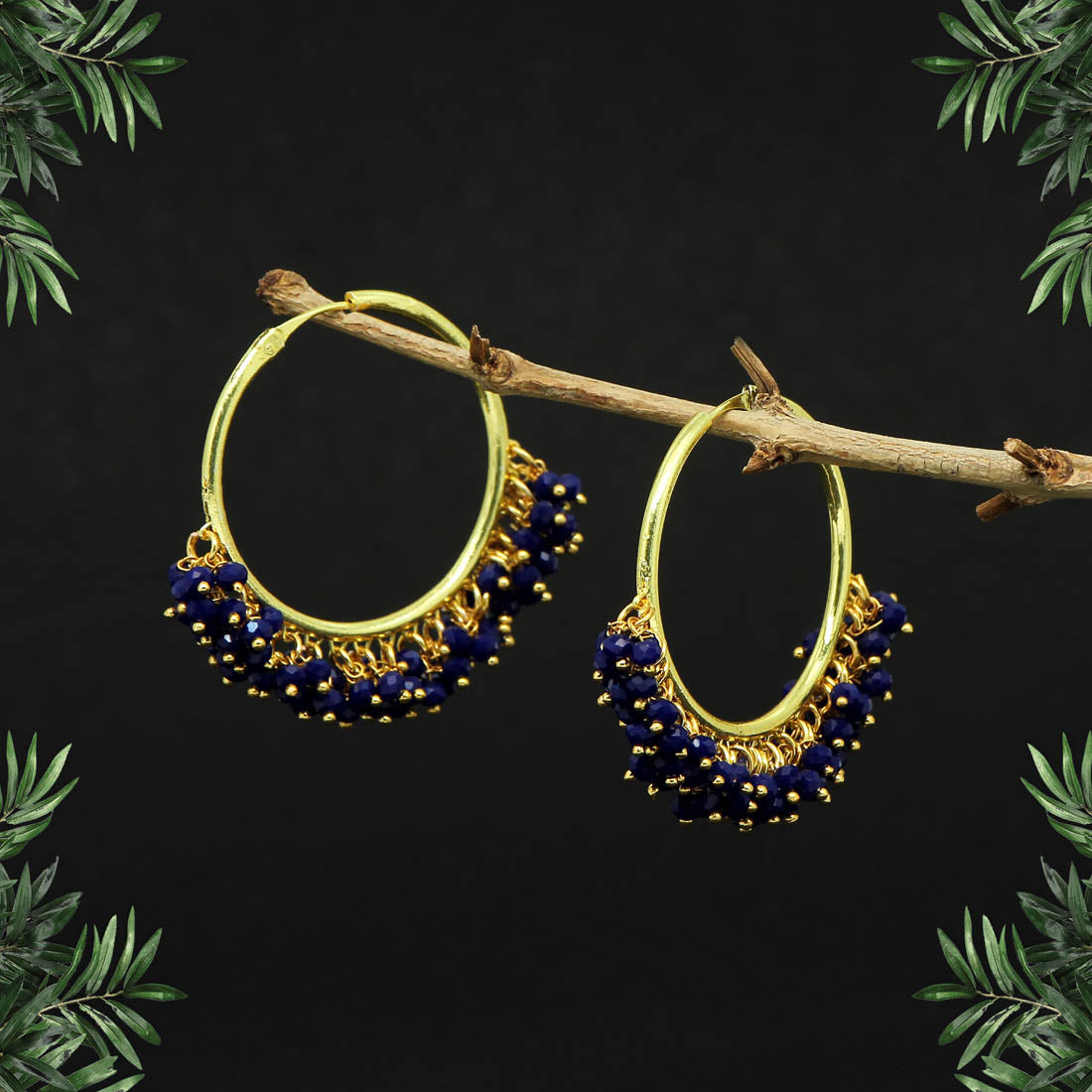 Blue Color Antique Hoop Earrings (ANTE1459BLU) Earrings GetGlit   