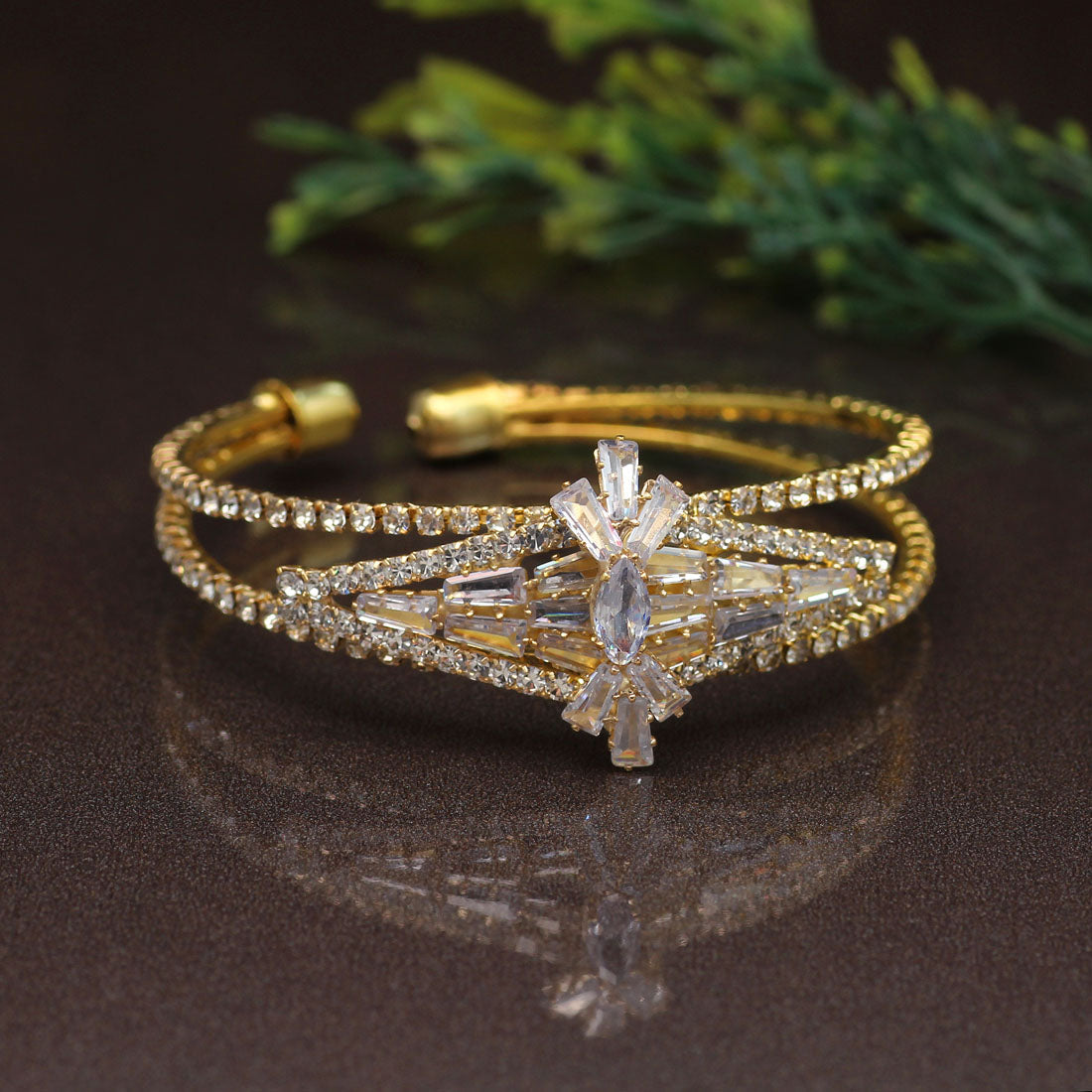Gold Color Rhinestone Bracelet (CRTB212GLD) Jewelry GetGlit   